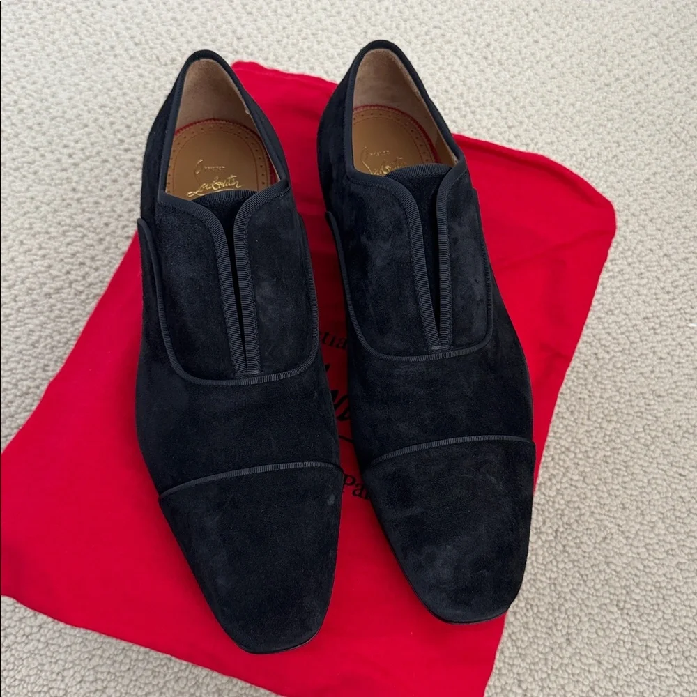 NWT-Christian Louboutin Black Suede Loafers - Picture 1 of 8